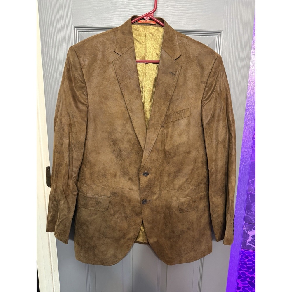 Cremieux Mens Two Button Sport Coat Micro Suede Polyester Brown Size 42R